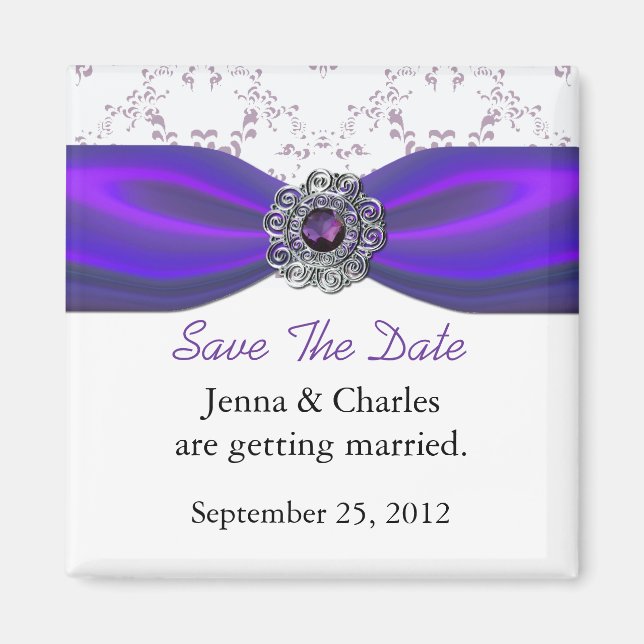 Elegant Amethyst Jewel Save the Date Magnet (Front)