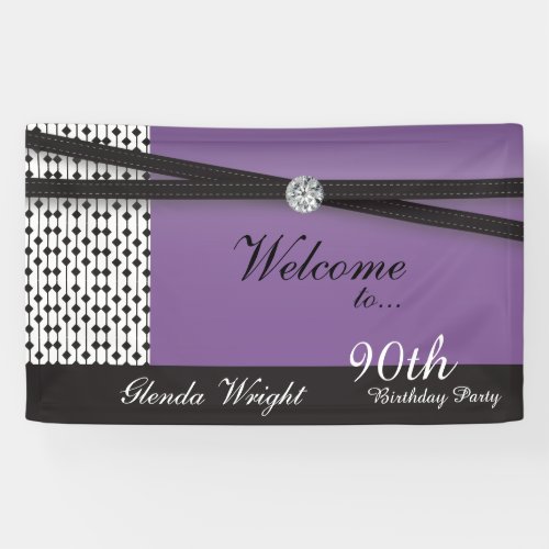 Elegant Amethyst Purple and Black Birthday Banner