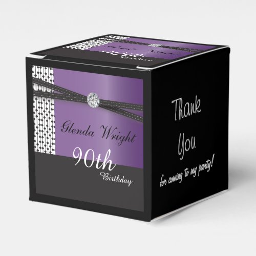 Elegant Amethyst Purple and Black Birthday Favor Boxes