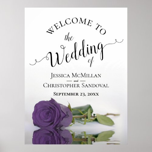 Elegant Amethyst Purple Rose Chic Wedding Welcome Poster