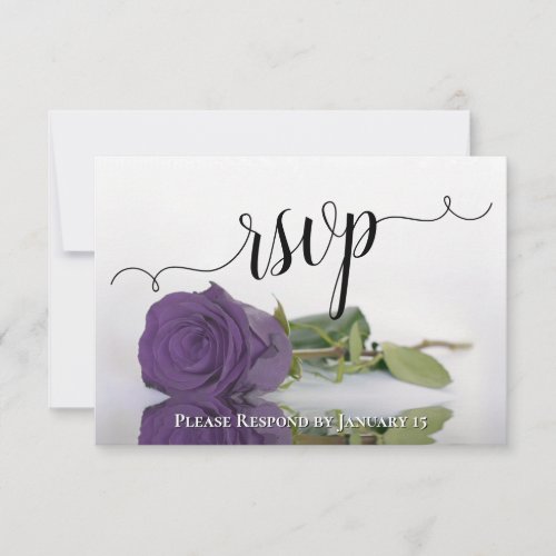 Elegant Amethyst Purple Rose Reflections Wedding RSVP Card