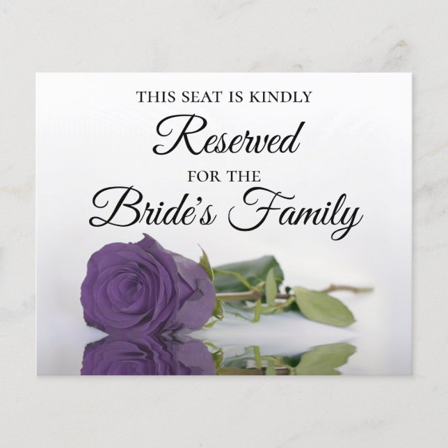 Elegant Amethyst Purple Rose Reserved Place Card (Front)