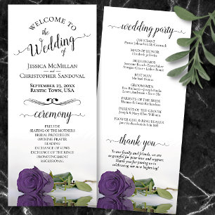 Elegant Amethyst Purple Rose Romantic Wedding Program