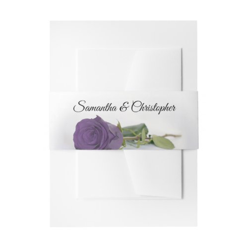 Elegant Amethyst Purple Rose Simple Glam Wedding Invitation Belly Band