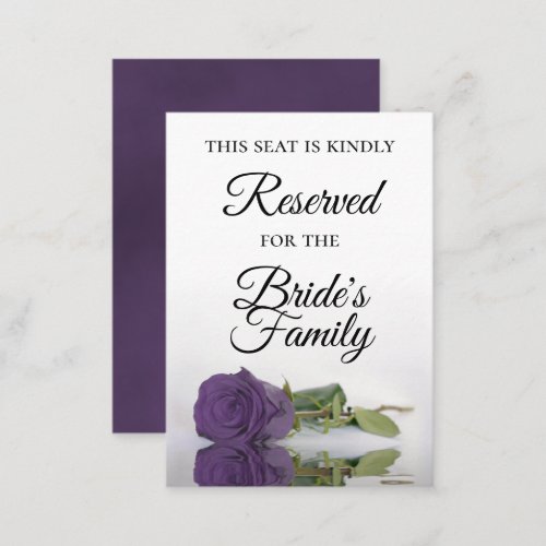 Elegant Amethyst Purple Rose Wedding Reserved Place Card