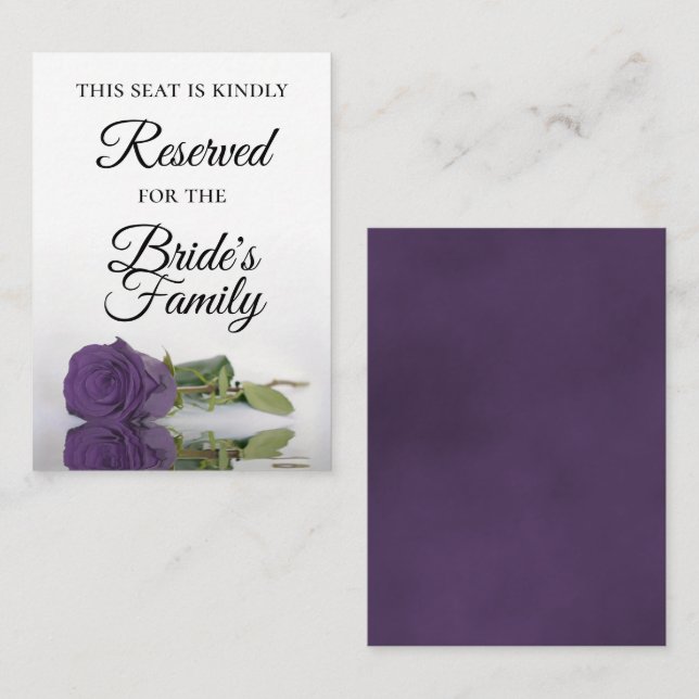 Elegant Amethyst Purple Rose Wedding Reserved Place Card (Front/Back)
