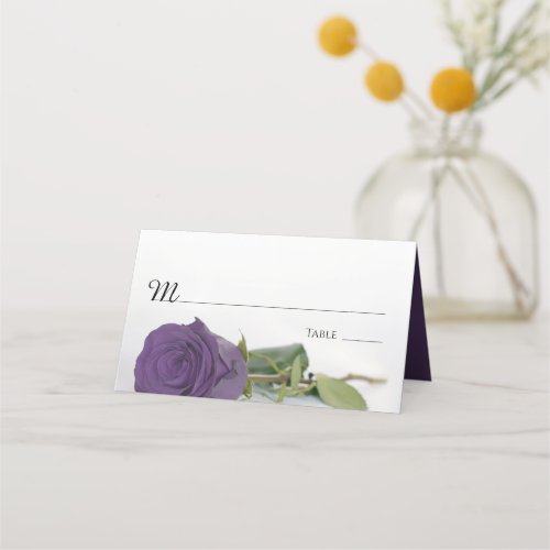 Elegant Amethyst Purple Rose Wedding Write_In Place Card