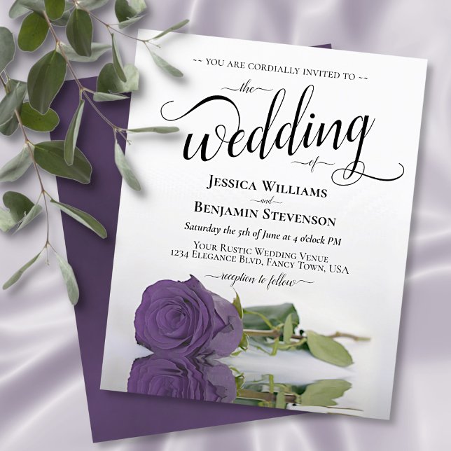 Elegant Amethyst Rose BUDGET Wedding Invitation (Creator Uploaded)