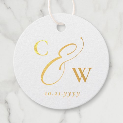 Elegant ampersand and initials wedding favor tags