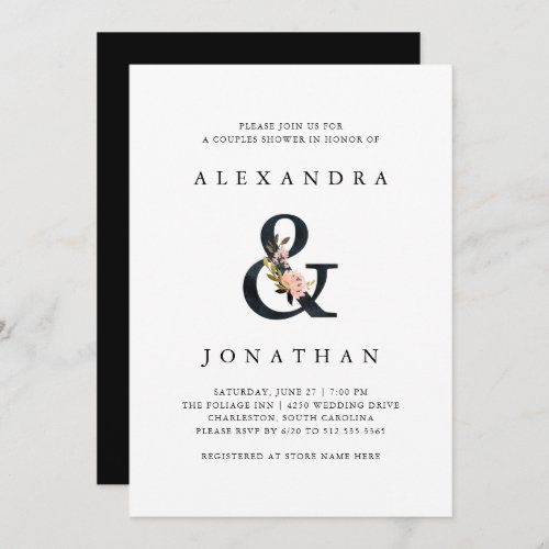 Elegant Ampersand  Black and White Couples Shower Invitation