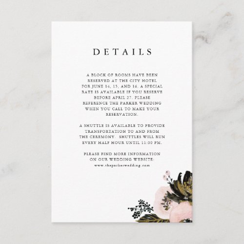 Elegant Ampersand  Black and White Guest Details Enclosure Card