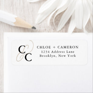 Elegant Ampersand Calligraphy Monogram Wedding Label