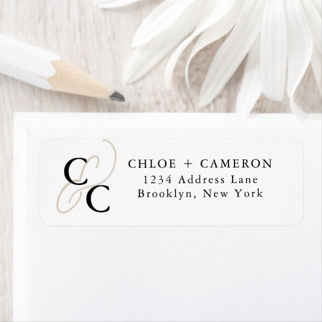 Elegant Ampersand Calligraphy Monogram Wedding Label (Insitu)