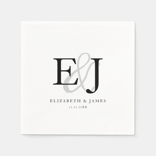 Elegant Ampersand Classic Monogram Wedding  Napkins (Front)