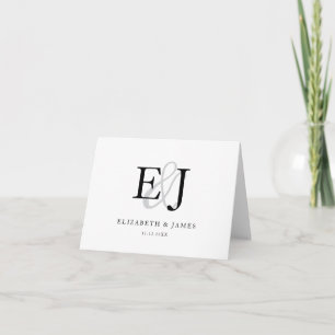 Elegant Ampersand Couple Monogram Initial Wedding Thank You Card