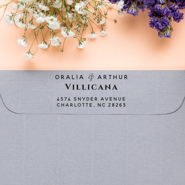 Elegant Ampersand Couple Names Return Address Rubber Stamp (Rubber Stamp Mock-up)