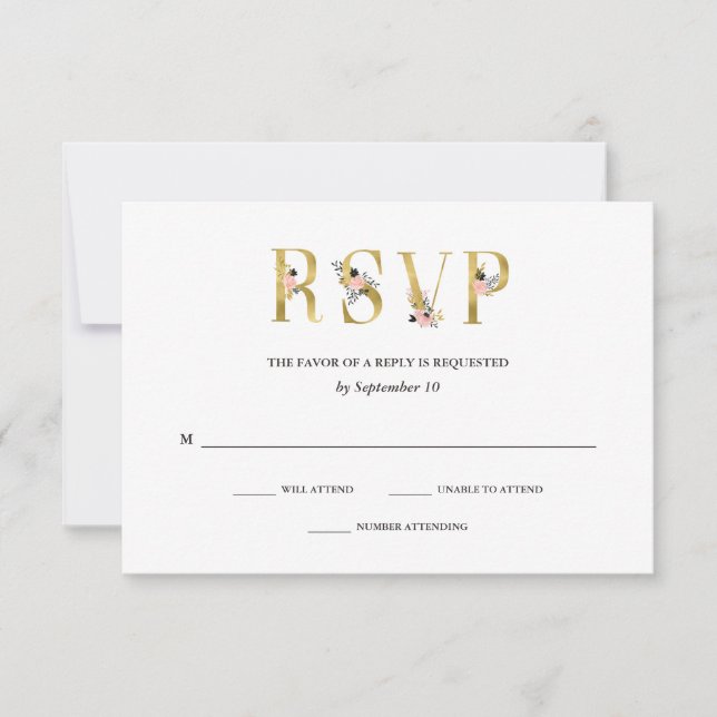 Elegant Ampersand | Gold and Blush Wedding RSVP (Front)