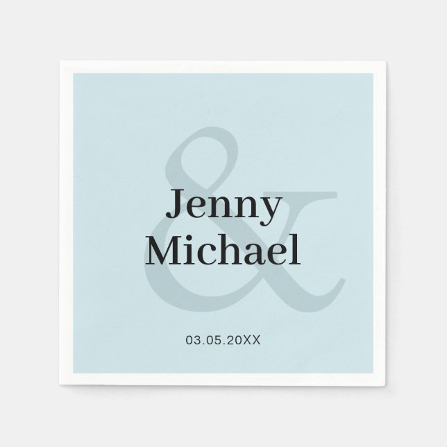 Elegant Ampersand Light Blue Wedding  Napkins (Front)