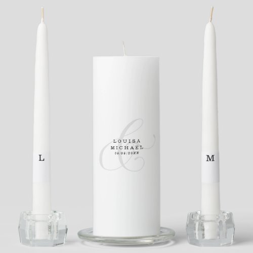 Elegant Ampersand Monogram Personalized Wedding Unity Candle Set