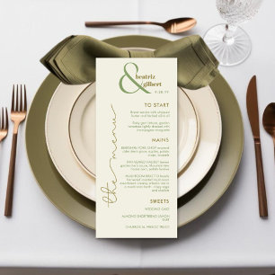 Elegant Ampersand Monogram Wedding Menu Card