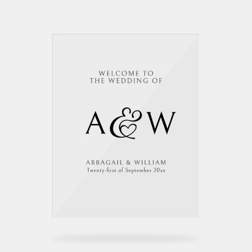 Elegant Ampersand Monogram Wedding Welcome Sign