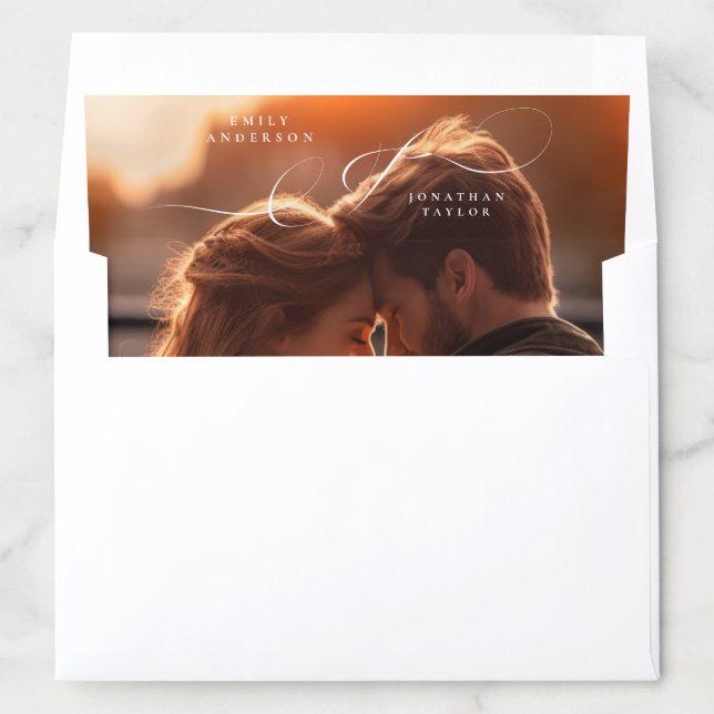 Elegant Ampersand Names Photo Wedding Envelope Liner (In Envelope)