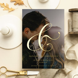 Elegant Ampersand Overlay Photo Save the Date Foil Invitation
