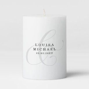 Elegant Ampersand Personalized Wedding  Pillar Candle