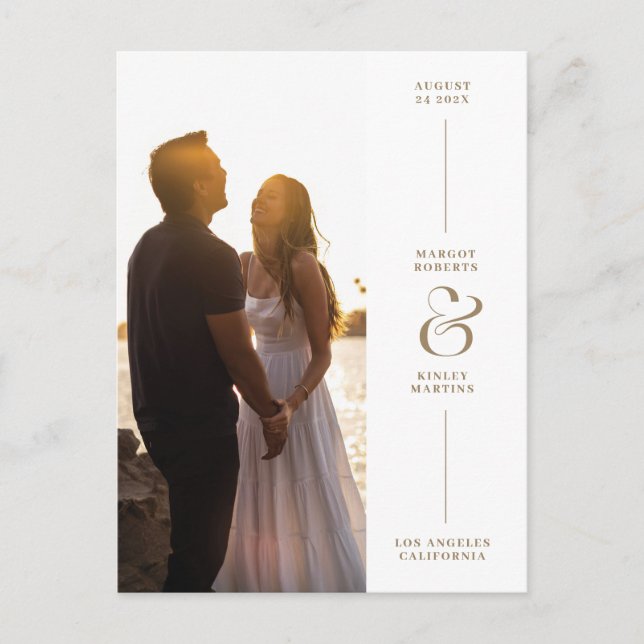 Elegant Ampersand Photo Save the Date Postcard (Front)