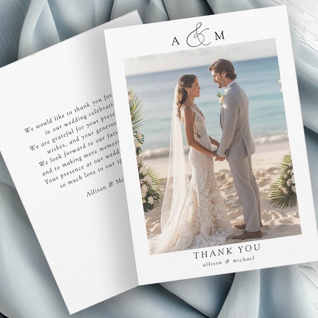 Elegant, ampersand, script font, 1 Photo Thank You Card (Creator Uploaded)