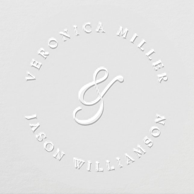 Elegant Ampersand Wedding Couple Two Surnames Embosser (Design)
