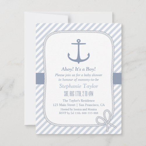 Elegant Anchor Nautical Baby Shower Invitations