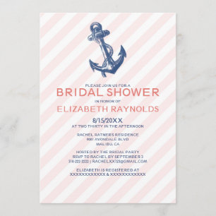 Elegant Anchor Nautical Bridal Shower Invitations