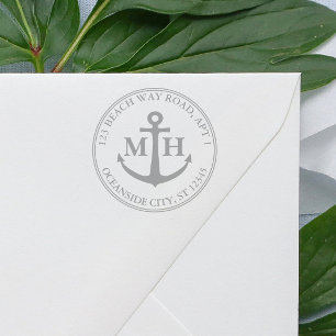 Elegant Anchor Nautical Monogram Return Address Self-inking Stamp