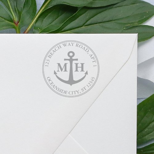 Elegant Anchor Nautical Monogram Return Address  Self_inking Stamp