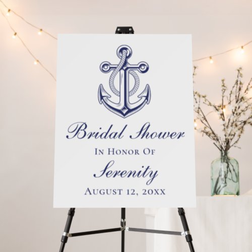 Elegant Anchor Sailor Navy Blue Bridal Shower Foam Board