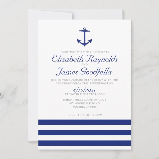 Elegant Anchor Wedding Invitations (Front)