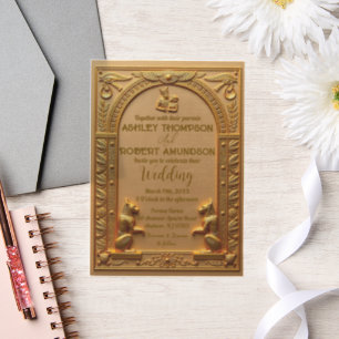 Elegant Ancient Egyptian Gold Wedding Vellum Invitations
