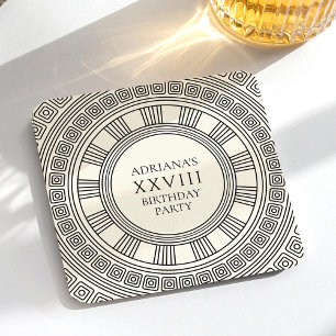 Elegant Ancient Greece Birthday  Square Paper Coaster