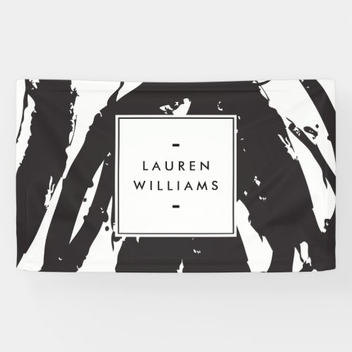 Elegant and Abstract Black and White Brushstrokes Banner