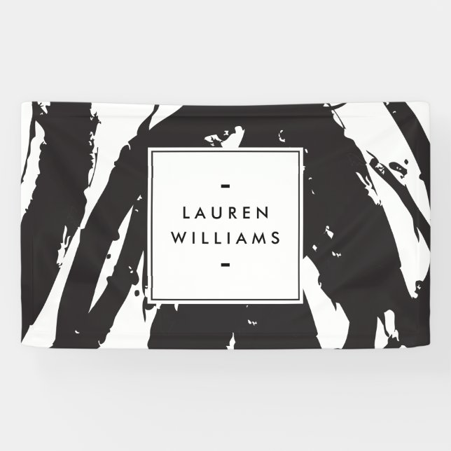 Elegant and Abstract Black and White Brushstrokes Banner (Horizontal)