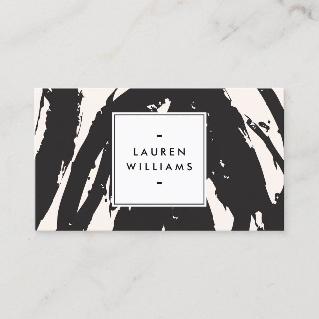 Elegant and Abstract Black Brushstrokes Business Card (Front)
