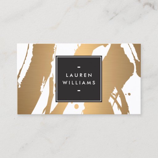 Customizable Elegant and Abstract Copper Brushstrokes Business Card Template