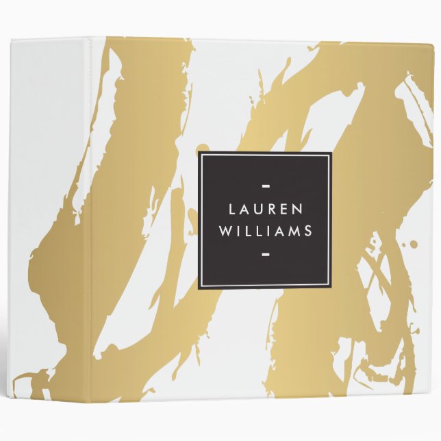 Elegant and Abstract Gold Brushstrokes Binder (Front/Spine)