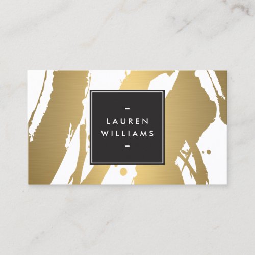Elegant and Abstract Gold Brushstrokes II Business Card