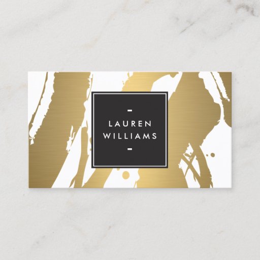 Customizable Elegant and Abstract Gold Brushstrokes II Business Card