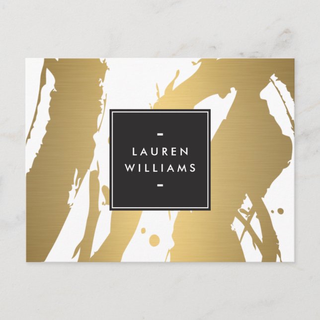 Elegant and Abstract Gold Brushstrokes II Postcard (Front)