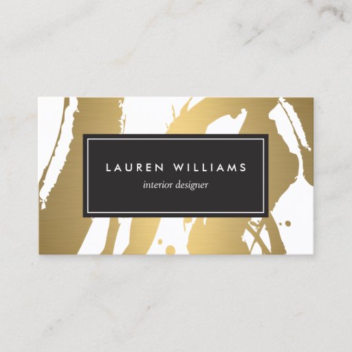 Customizable Elegant and Abstract Gold Brushstrokes III Business Card