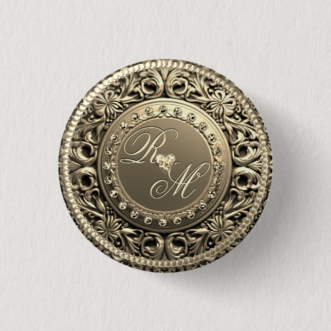 Elegant and Beautiful Monogram Button (Front)