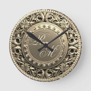 Elegant and Beautiful Monogram Round Clock